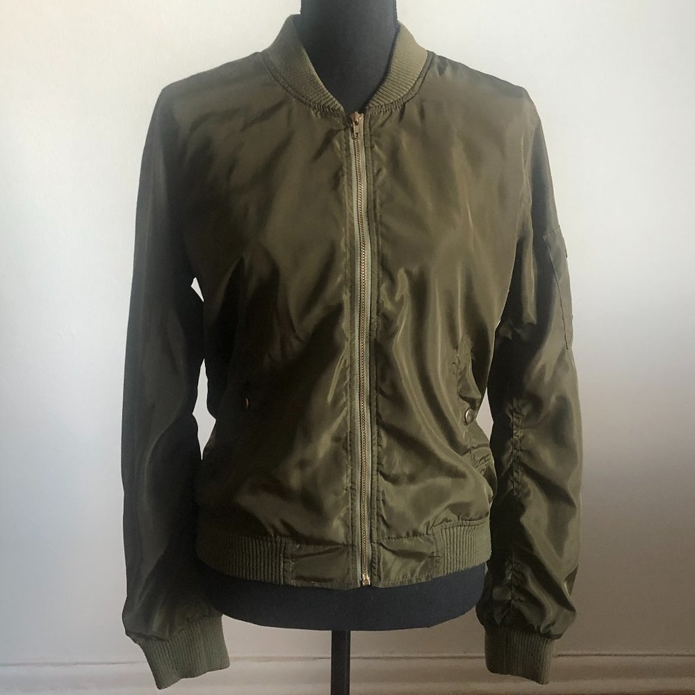Silky Cameo Green Bomber Jacket